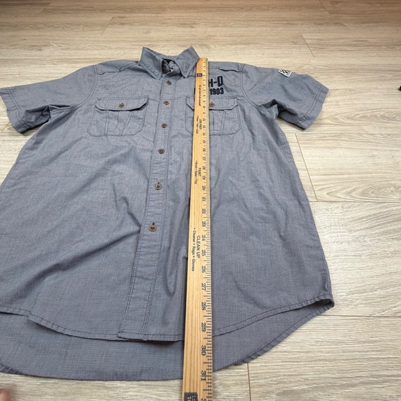 Harley-Davidson Mens Performance Button Down Shirt Blue Micro Check L GM39489 - Picture 7 of 10